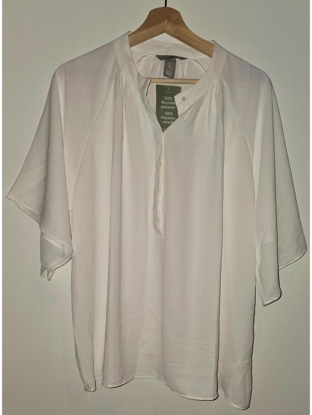 NWT H&M White Recycled Polyester Blouse Sz M